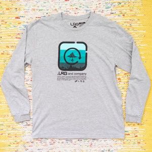 Mens LRG and Company Long Sleeve Grey Logo Print Crew Neck T-Shirt